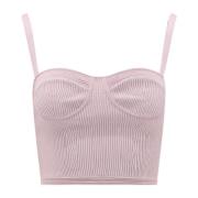 Geribbelde Mouwloze Top Alexander McQueen , Pink , Dames