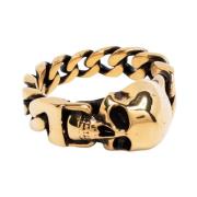 Stoere Antieke Gouden Kettingring Alexander McQueen , Yellow , Heren