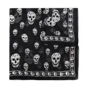 Zwarte Zijden Sjaal met Skull Motief Alexander McQueen , Black , Heren