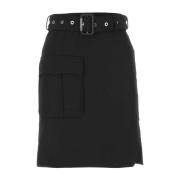 Zwarte Wollen Mini Rok - Preated Tassen Alexander McQueen , Black , Da...