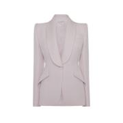 Luxe Porselein Poeder Wol Jas Alexander McQueen , Pink , Dames