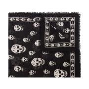 Zwart Sjaal met Skull Print Alexander McQueen , Black , Heren