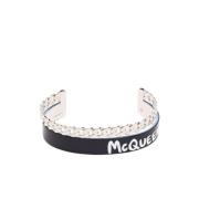 Jet-Black/Zilver Logo Print Ketting Armband Alexander McQueen , Black ...