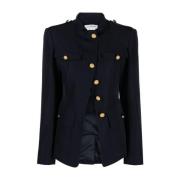 Blauwe Asymmetrische Militaire Jas Alexander McQueen , Blue , Dames