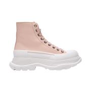 Roze Leren Tread Slick Sneakers Alexander McQueen , Pink , Dames