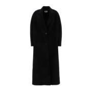 Oversized Zwarte Wollen Blend Jas Alexander McQueen , Black , Dames