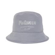 Logo Print Bucket Hat Alexander McQueen , Gray , Heren