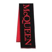 Zwarte katoenen sjaal met oversized logo Alexander McQueen , Black , H...