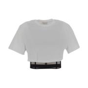 Edgy Corset T-Shirt Alexander McQueen , White , Dames