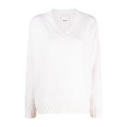 V Sweater Allude , White , Dames