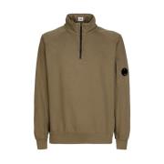 Katoenen Fleece Sweatshirt met Kwart Rits C.p. Company , Green , Heren