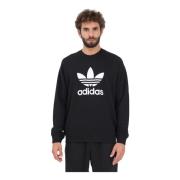 Zwarte Sweaters met Maxi Logo Print Adidas Originals , Black , Heren