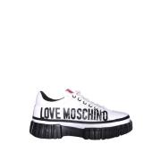 Witte Platte Schoenen - Licht en Natuurlijk Love Moschino , White , Da...