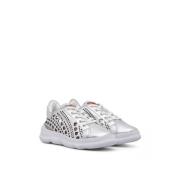 Zilveren Synthetisch Leren Sneakers Love Moschino , Gray , Dames