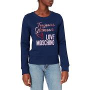 Blauwe Katoenen Trui met Merkdesign Love Moschino , Blue , Dames