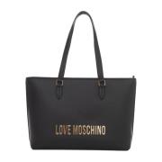Shopper Tas met Logo en Ritssluiting Love Moschino , Black , Dames