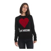 Sweatshirt met ronde hals en logo Love Moschino , Black , Dames