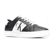 Zwarte Leren Textiel Sneakers Calvin Klein Jeans , Black , Heren