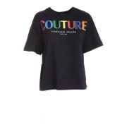 Multicolor Logo T-Shirt Versace Jeans Couture , Black , Dames