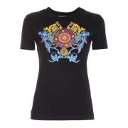 Regalia Logo Print T-Shirt Versace Jeans Couture , Black , Dames