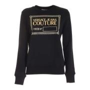 Zwarte Katoenen Sweatshirt met Rubberen Logo Print Versace Jeans Coutu...