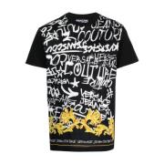 Graffiti-Print Katoenen T-Shirt Versace Jeans Couture , Black , Heren