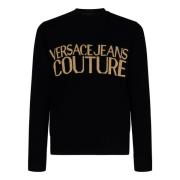 Zwarte Sweaters met Contrasterend Logo Versace Jeans Couture , Black ,...
