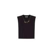 Zwarte Mouwloze Katoenen Shirt met Charms Versace Jeans Couture , Blac...