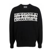 Zwarte Jacquard Sweatshirt voor Heren Versace Jeans Couture , Black , ...