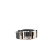 Zwarte Leren Unisex Riem met Logo Gesp Versace Jeans Couture , Black ,...