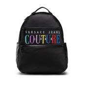 Multicolor Logo Nylon Rugzak voor Heren Versace Jeans Couture , Black ...