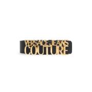 Luxe Vitello Leren Riem Versace Jeans Couture , Black , Dames