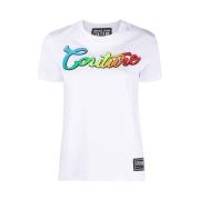 Logo-geborduurd Katoenen T-shirt Versace Jeans Couture , White , Dames
