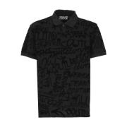 Zwarte katoenen poloshirt met graffiti motief Versace Jeans Couture , ...