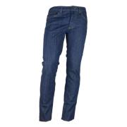Blauwe Denim Jeans met Geborduurd Patch Cavalli Class , Blue , Heren