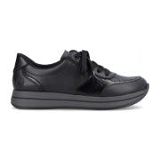 Zwarte Leren Sneakers voor Dames Rieker , Black , Dames