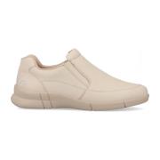 Beige Leren Sneakers voor Dames Rieker , Beige , Dames