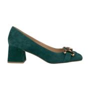 Leren pumps met vierkante neus Alma EN Pena , Green , Dames