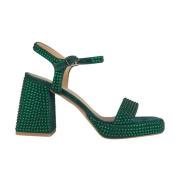 Sandalettes met juweelblokhak Alma EN Pena , Green , Dames