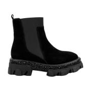 Stoere Leren Enkellaarzen Alma EN Pena , Black , Dames