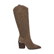 Leren laarzen met puntige neus en studs Alma EN Pena , Brown , Dames