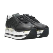 Zwarte Leren Sneakers met Python Detail Premiata , Black , Dames