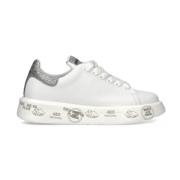 Witte Leren Glitter Sneakers Premiata , White , Dames