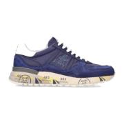 Zachte suède en nylon sneakers met aangepaste logo zool Premiata , Blu...