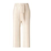 Gestreepte Linnen Paperbag Broek Marc Cain , Beige , Dames