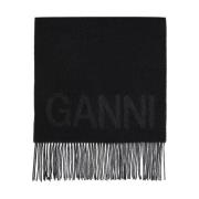 Sjaal met logo Ganni , Gray , Dames