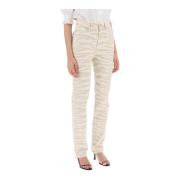 Gedrukte denim jeans met zebra-motief Ganni , Beige , Dames