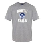 Heren T-shirt in effen kleur met voorprint North Sails , Gray , Heren