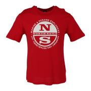 Heren Rode Print T-shirt North Sails , Red , Heren