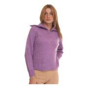 Cable Knit Pullover met Cape Kraag Suncoo , Purple , Dames